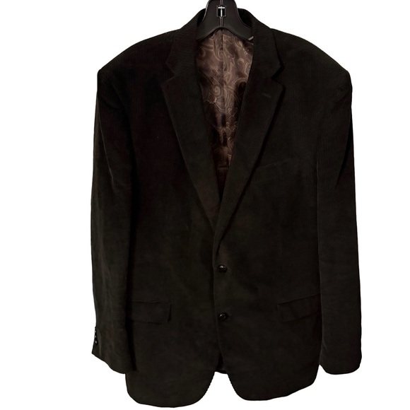 Ralph Lauren Blazer Men Black Corduroy Paisley LiningButtons Sz 44L EUC